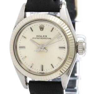 ROLEX Oyster Perpetual 6619 White Gold Steel Automatic Ladies Watch